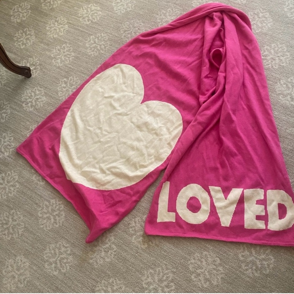 Anthropologie Kerri Rosenthal vibrant pink Love scarf GUC